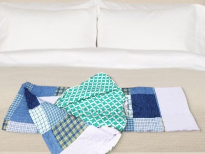 Κουβερλί Σετ Υπέρδιπλο Μπλε Καρό Γαρύφαλλο | Garifallo.gr